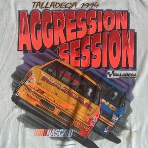Vintage Talladega Speedway Aggression Session‎ T Shirt Adult Large Gray 90s